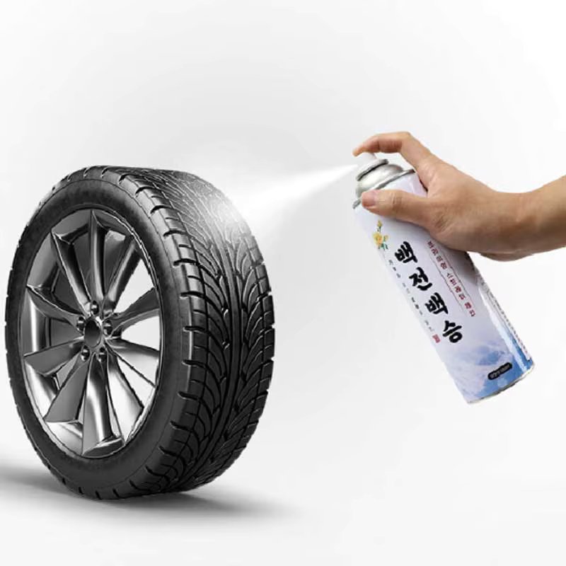 Anti-skid tire spray chain for cars