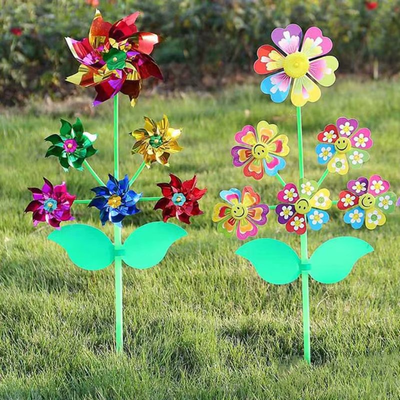 6 Wheel Cartoon Windmill Toys Whirligig Wind Spinner Pinwheel Yard Garden Decor K1MF