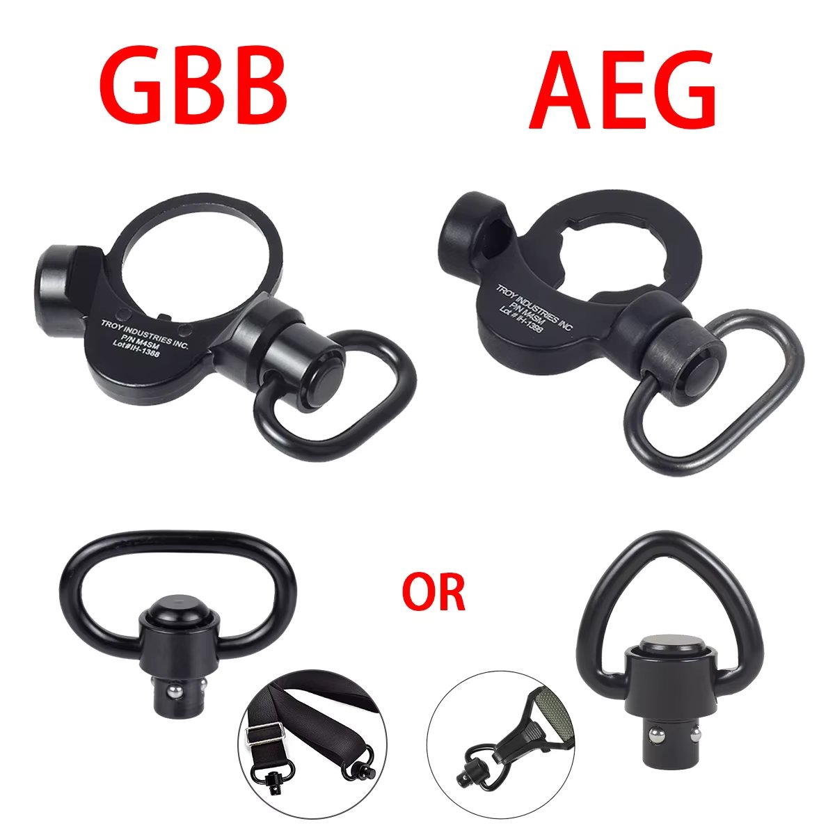 Tactical AEG GBB Rear Clip Strap Buckle Dual Side End Plate Flexible QD Sling Mount Push Botton Adapter For M4 M16 Airsoft Rifle