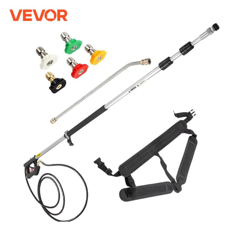 VEVOR 18 / 20ft Telescoping Pressure Washer Wand 4000psi w/Strap Belt 3/8" Quick Connector Extension Pole for Power Washer Spray