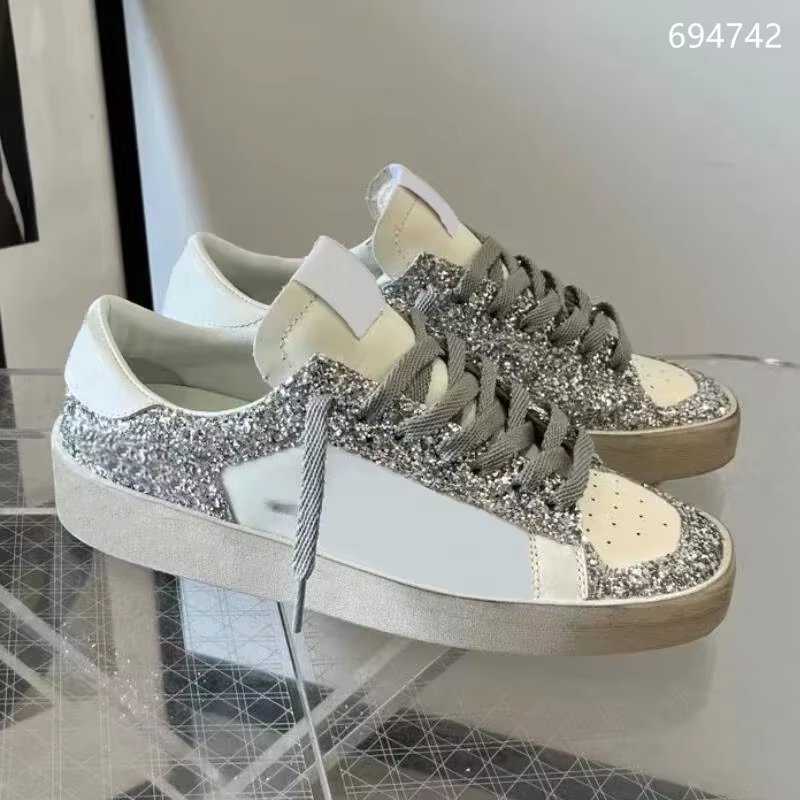 럭셔리 이탈리아 클래식 스타 슈즈 디자이너 남녀 운동화 실버 플래시 스웨이드 호피 가죽 낙서 스타 스타일 슈즈