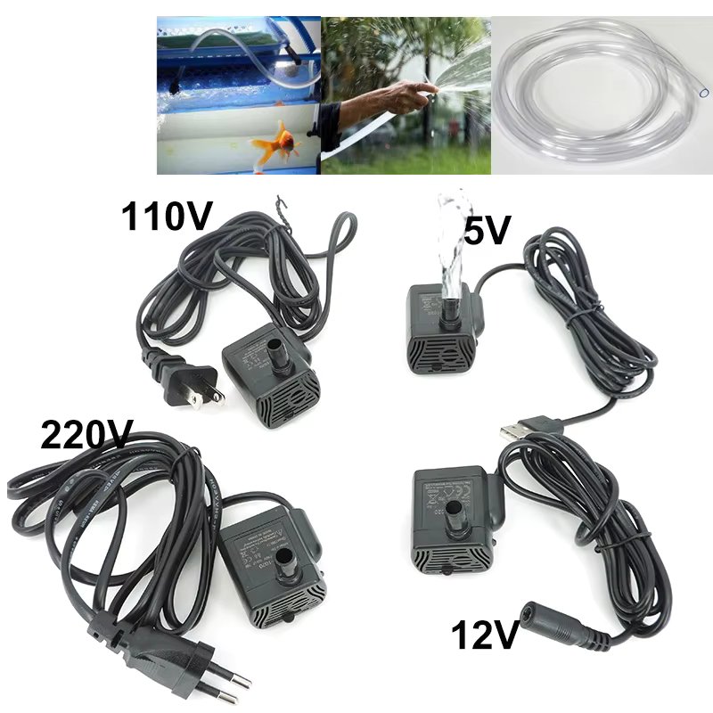 Ultra-quiet Mini Brushless AC DC 220v 12V USB Fountain Water Pump Submersible 200-400L/H Lift Aquarium Circulating fish tank