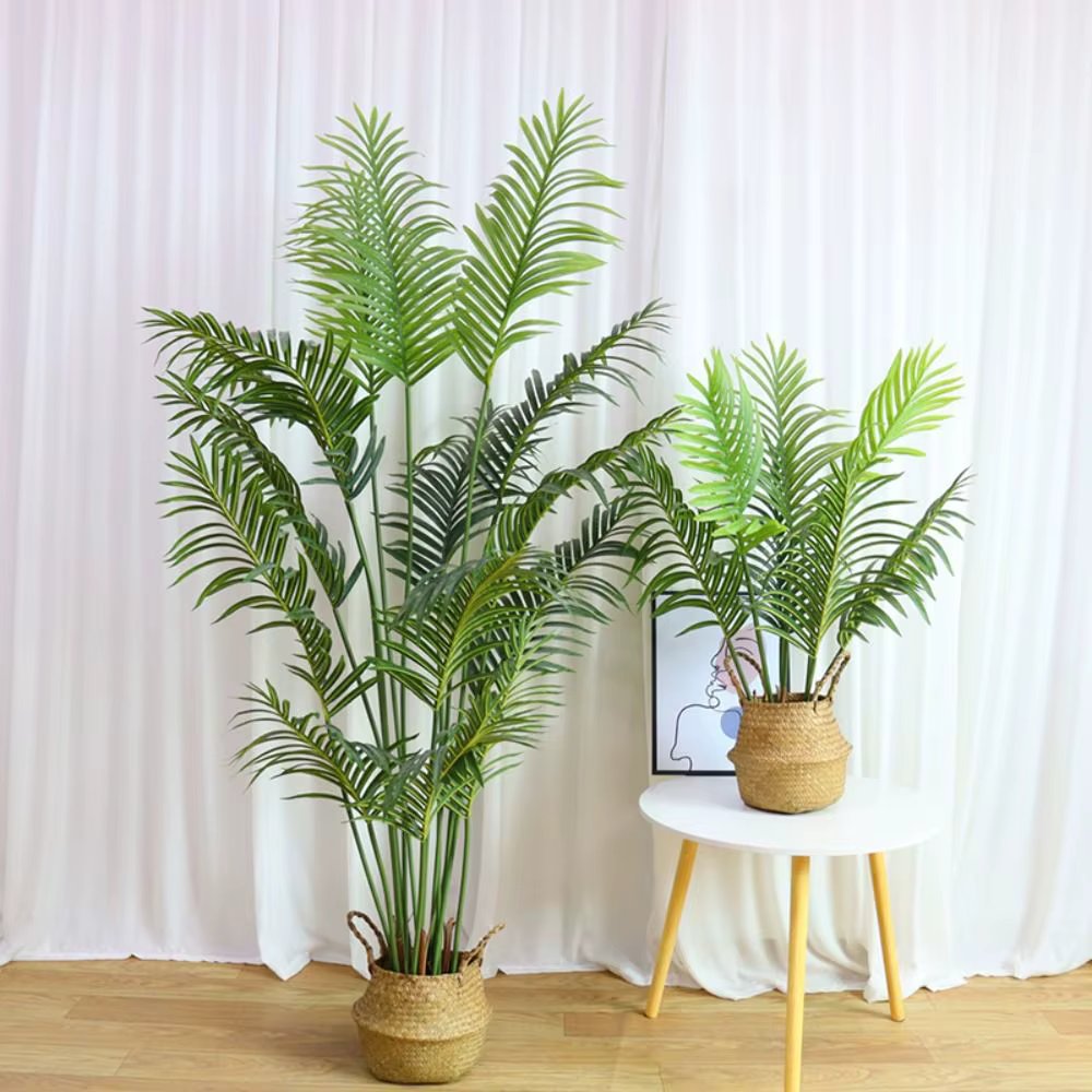 Large Artificial Palm Tree Tall Fake Plants Tropical Monstera Branch Green Plastic Leaves For Home Garden Outdoor Decor