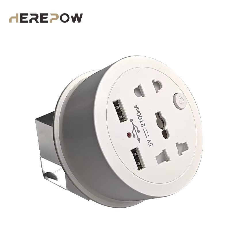 Herepow Dual USB Universal Five Hole Socket EU UK US TH AU Standard Type 10A 220-250V 1800W Popular Multifunctional Plug Board