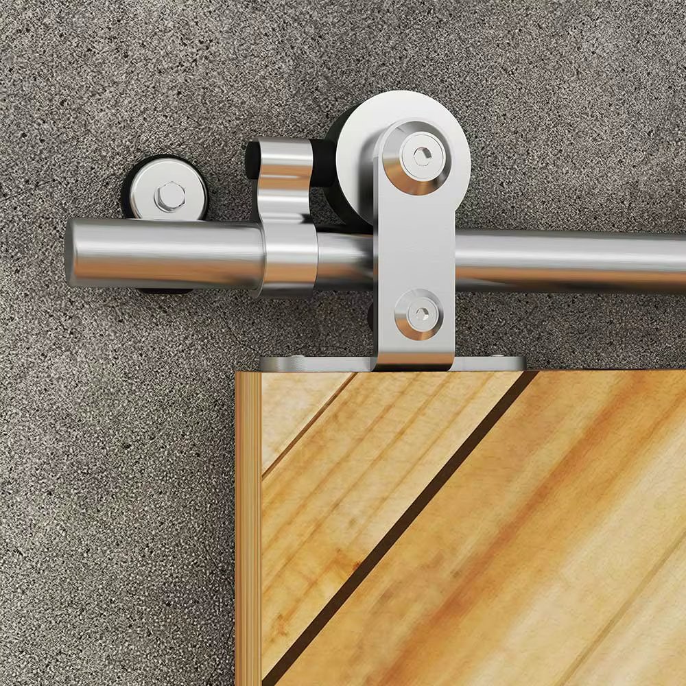 CCJH Sliding Door System Stainless Steel Suitable for Single Door T Type Roller Hanger Barn Door Hardware Kit  6FT/5.5FT