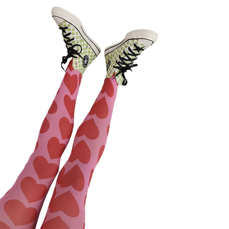 Y2k Aesthetic Tie Dye Sheer Tights Women Patterned Pantyhose Funky Print Hollow Out Mesh Stockings Leggings Grunge Streetwear