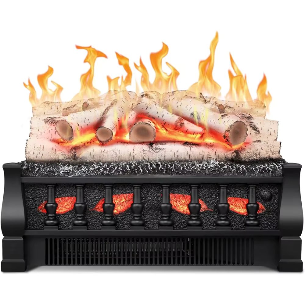 Flame Brightness Adjustable,Realistic Ember Bed,Overheating Protection for Home and Office Decor,1500W Whitish Gray logs