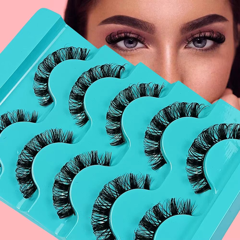5 Pairs Russian Strip Lashes Fluffy Faux Mink Lashes 3D False Eyelashes DD Curl Fake Eyelashes Makeup Tools