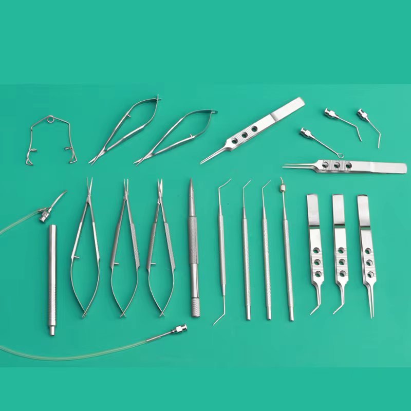 21Pcs/set Cataracl and Intraocular Lens Implantation Micro Instruments Set with Box Ophthalmic Veterinary Surgery Tools