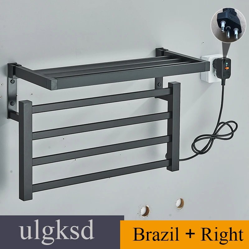 Thermostatic Electric Towel Rack LCD Cloth Dryer Towel Bar IPX4 Waterproof Bathrobe Rack Space Aluminum Bathroom Hardware Set