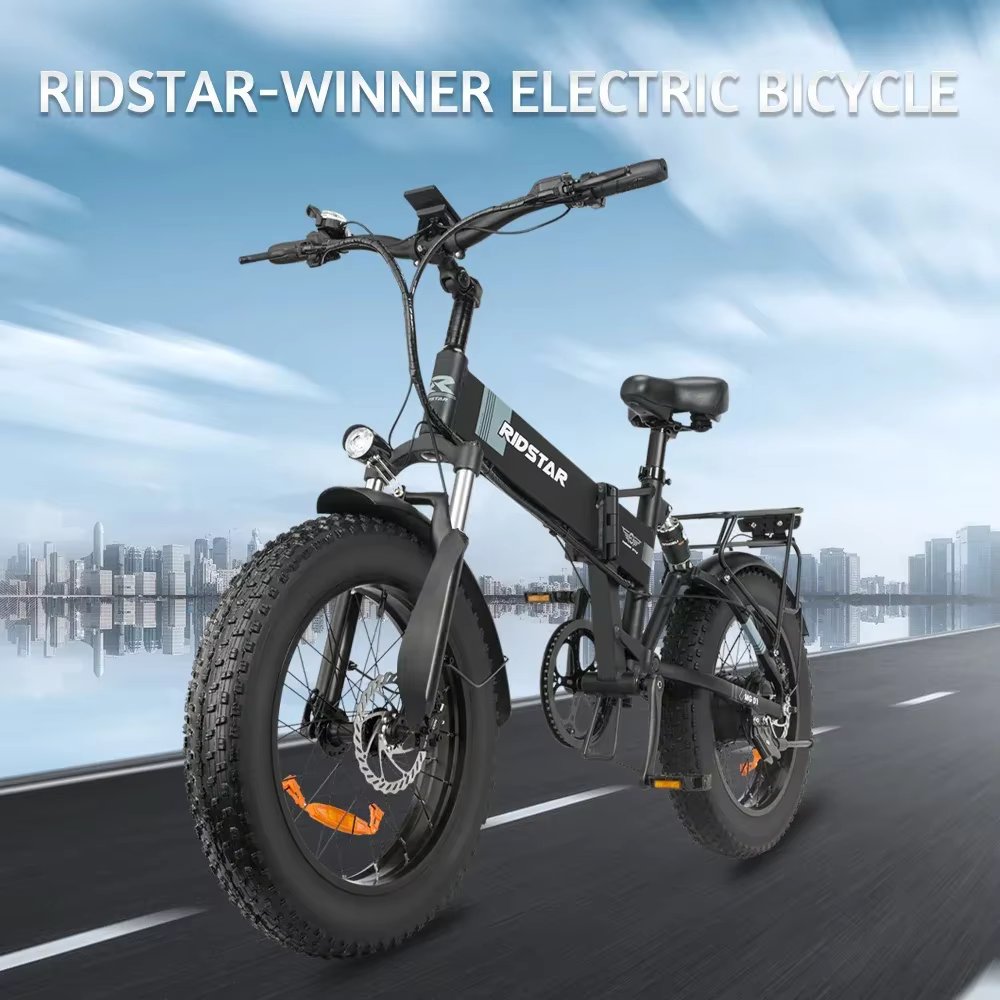 Ridstar H20 Electric Bike 1000W 48V14AH Lithium Battery City travel Folding Electric Bicycle 20*4 Inch Fat Tire Ebike for Adults