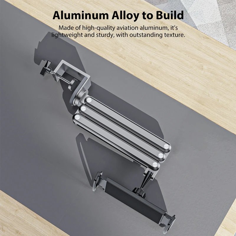 KUXIU Aluminum Alloy Tablet Stand,Adjustable Arm Holder For Portable Monitor 7-15.6'' For iPad 10/9th, iPad 13/12.9/11''Series