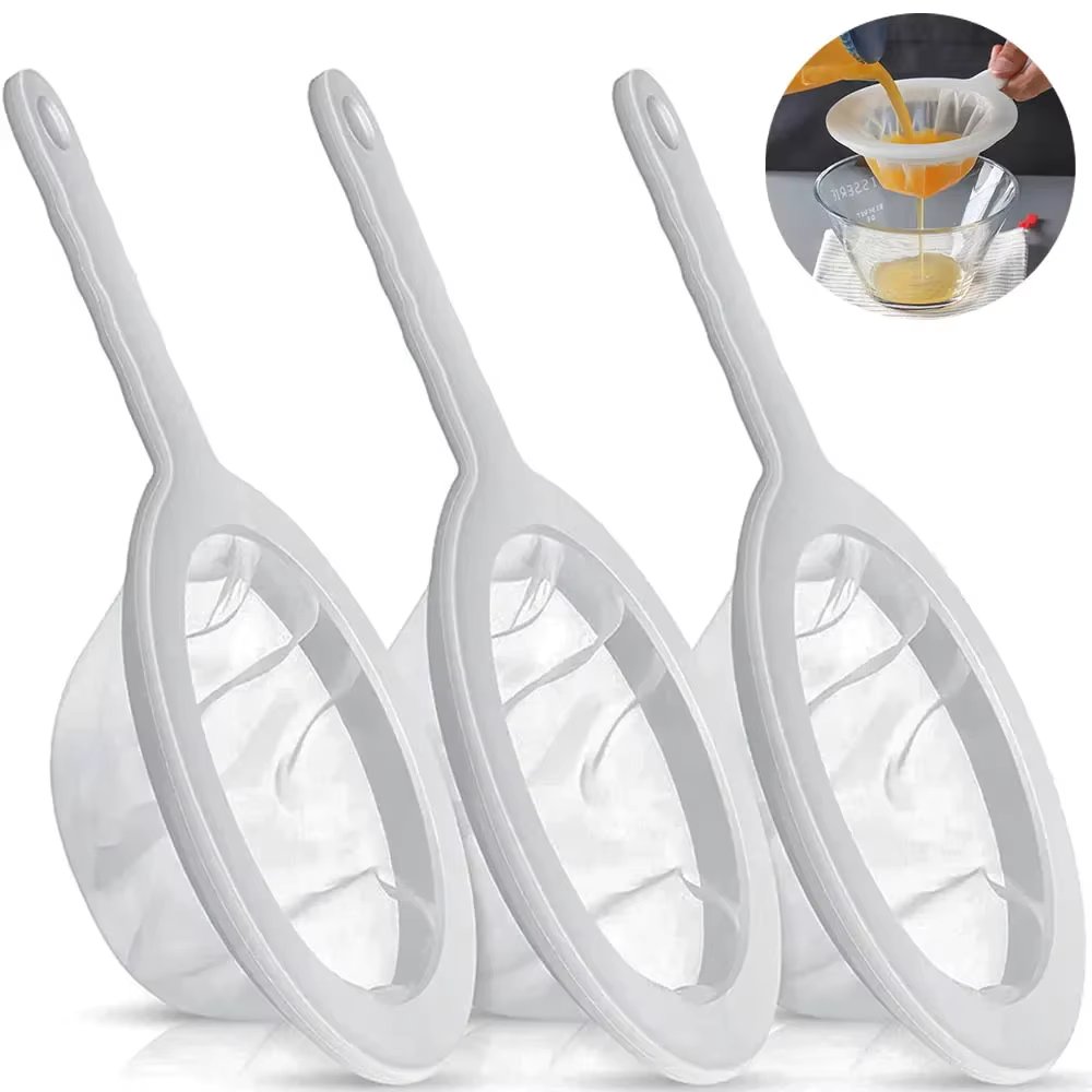 100/200/400 Mesh Washable Nylon Ultra Fine Filter Mesh Strainer Spoon Sieve Soy Milk Juice Coffee Tea Filter Kitchen Colander