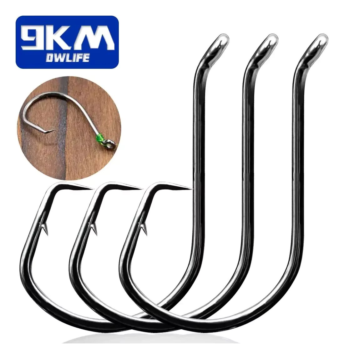 9KM Circle Fishing Hooks 25~50Pcs Offset Carp Fishing Live Bait Barbed Hooks Catfish Bass Octopus Fishing Hooks Tackle Saltwater