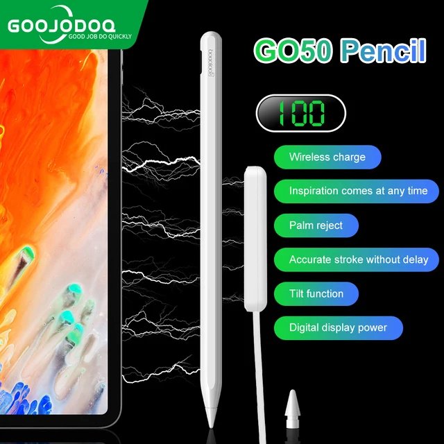 GOOJODOQ For Apple Pencil 2 1 Wireless Charging LCD Display GO50 Pen for iPad Pencil Apple Pen for iPad Air 4 5 Pro 11 12.9
