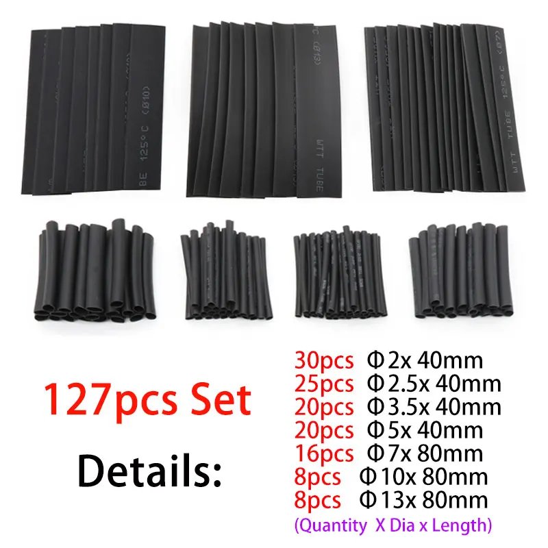 127/164/328pcs Polyolefin Shrinking Assorted Heat Shrink Tube Set Wire Cable Insulated Sleeving Tubing hand tools Kit