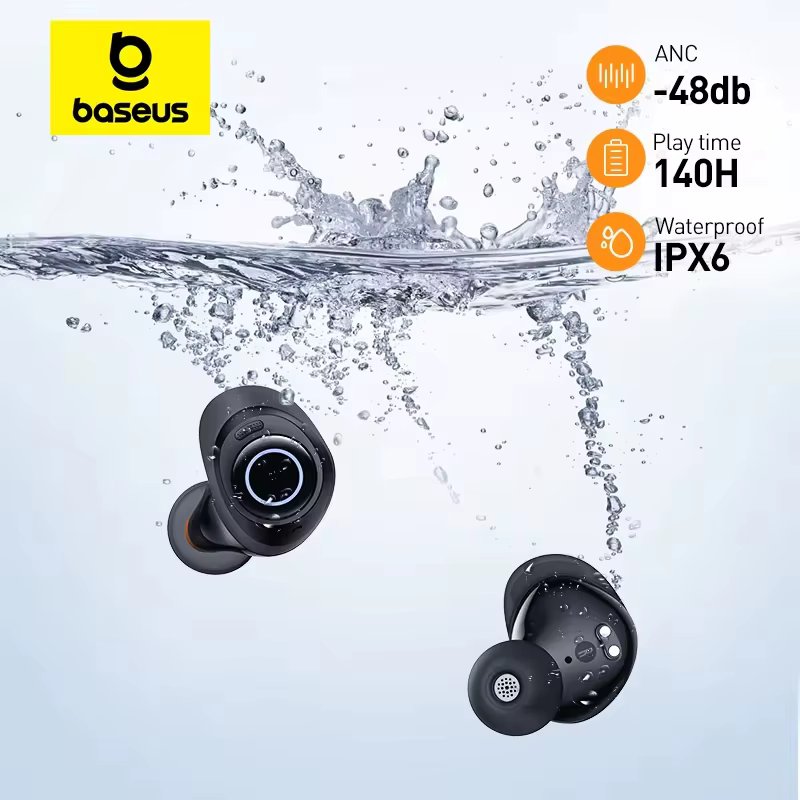 Baseus Bowie MA10 Wireless Earphones 48dB Noise Cancelling Bluetooth 5.3 Headphones 140H Playtime IPX6 Waterproof Sport Earbuds