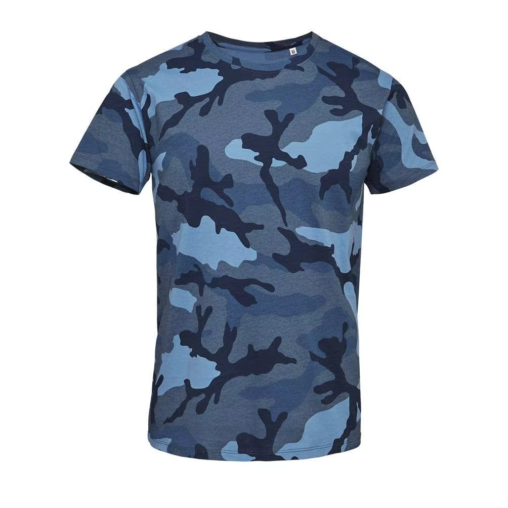 MEN's CAMO MEN's Round Neck T-shirt Size = S.COLOR = Blue Camouflage