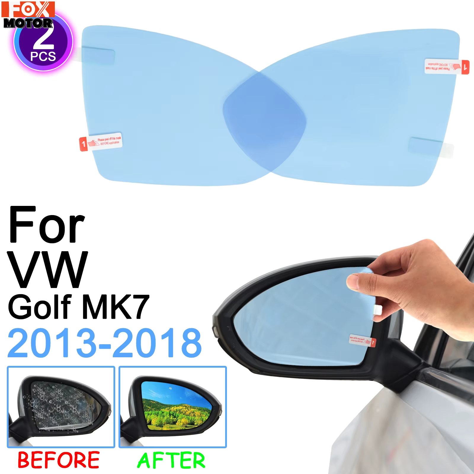 Anti Fog Rainproof Rearview Mirror Film Glass Vinyl For VW Golf 7 Mk7 2013 - 2018 2019 Outer Cover Visor Car Sticker Accessories