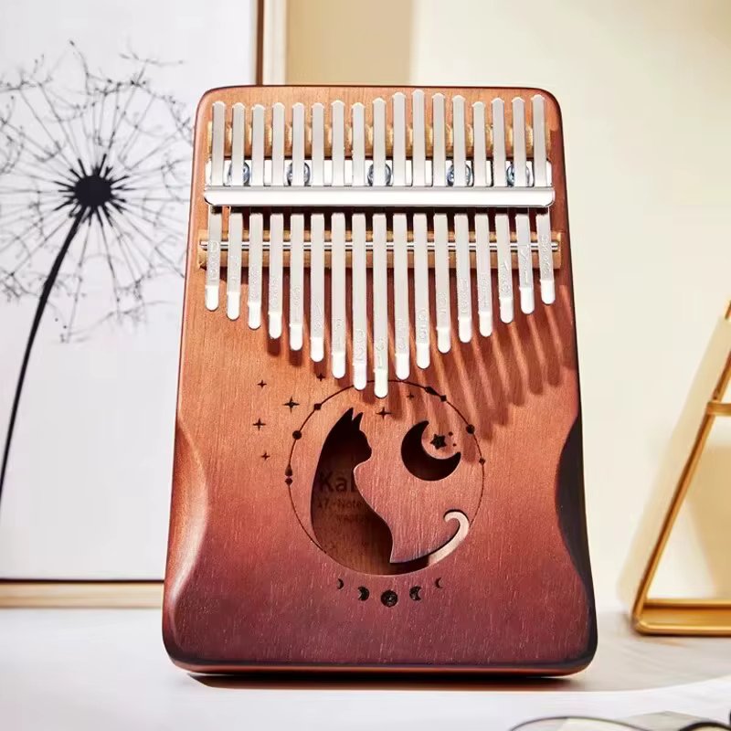 17 21Keys Kalimba Thumb Piano Solid Wood Veneer Keyboard Musical Instrument Kalimba Finger Piano Christmas Gift for Music Lovers