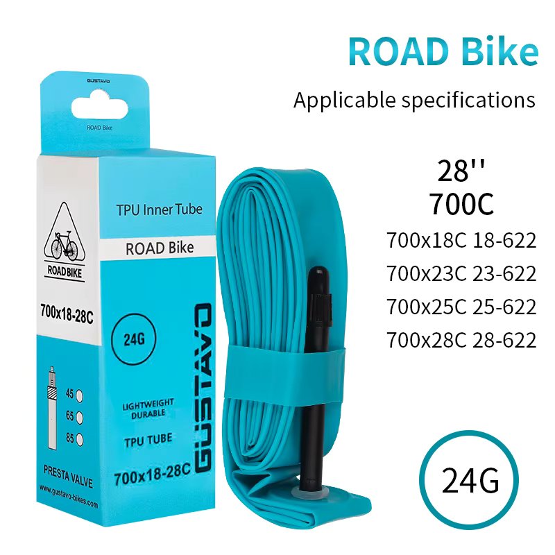 GUSTAVO Ultralight TPU Tubes Road bike inner tube Valve 45MM 65MM 85MM 700X18-28C 24g