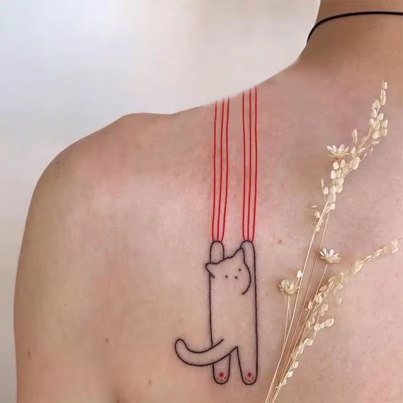 Cute Cat Temporary Tattoos for Women Arm Back Cartoon Waterproof Tattoo Stickers Sexy Art Lasting Kitten Scratch Fake Tattoo