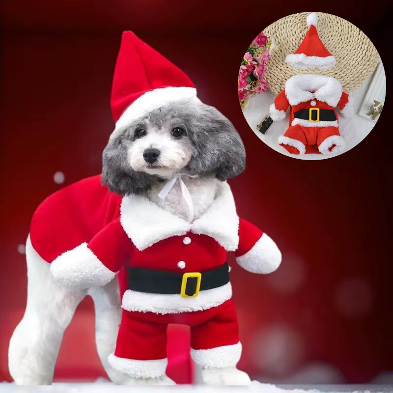 Dog Christmas Costume For Small Medium Dogs New Year Cosplay Puppy Cat Santa Claus Clothes Chihuahua Yorkshire Party Pet Outfits