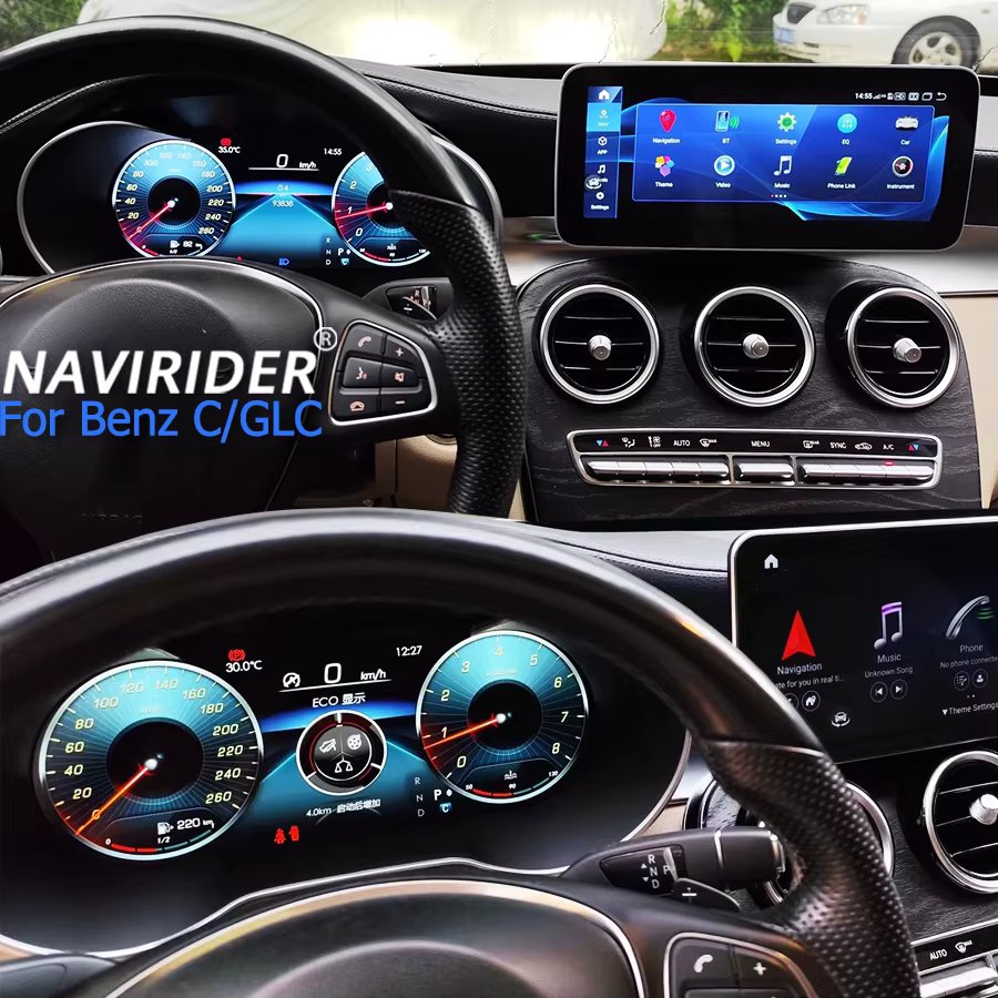 LCD Dashboard Panel And 12.3inch Android Screen For Mercedes Benz GLC/C-Class W205 W253 W253 Digital Instrument Carplay Auto 4G