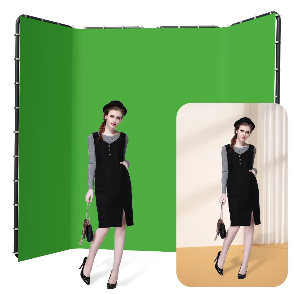 SH 2.4x4M Background Stand Frame With 2.35x3.6M Special Green Gray Black White Cloth Screen  Photography Background Support