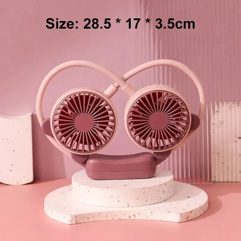 1pc Mini Hanging Neck Fan USB Adjustable Air Conditioner Wearable Neckband Fans Outdoor Portable Rechargeable Air Cooling Fan