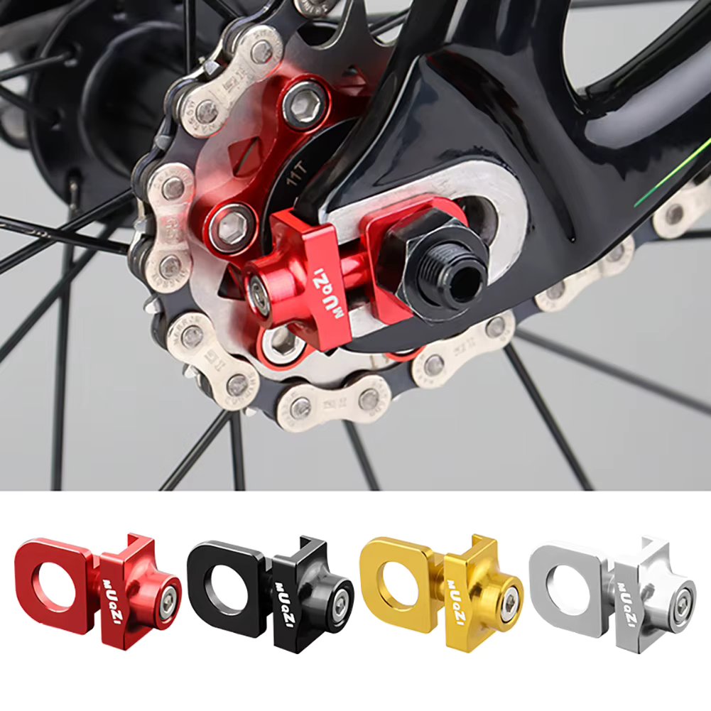 Bicycle Chain Adjuster Aluminum Alloy CNC Bike Chain Tension Bolt Screw DIY Modification Wear-resistant for Single Speed Bicycle