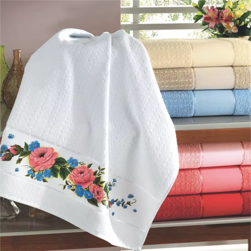 Döhler 400 G/M² Russian Point Painting and Embroidery Towel-Multi Coral Art