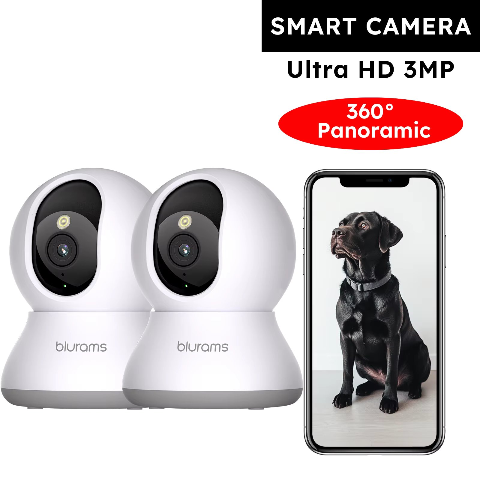 2 Pcs Blurams Indoor Security Camera 2K, Home Security Camera for Dog/Elder, Security Camera with One-Touch Call Update A31S-2pc