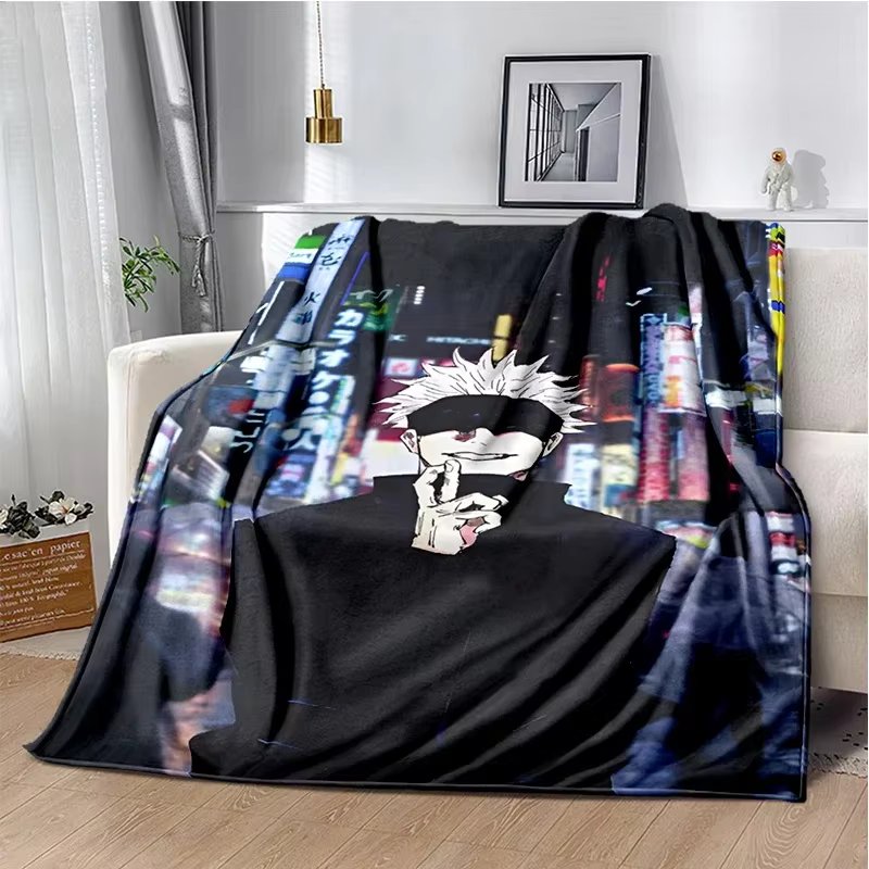 Cartoon Anime Jujutsu Kaisen Throws Blanket Super Soft Featuring Yuji,Megumi,obara and Satoru Gojo Blanket for Travel Beding Bed