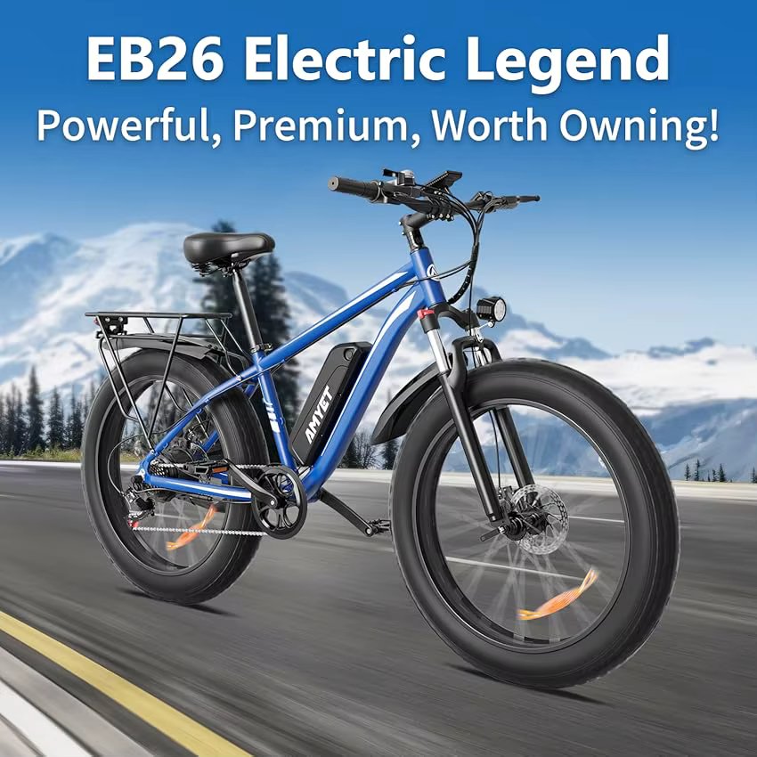 AMYET Electric Bike EB26 Adults Electric Bicycle Peak 1500W 48V 15AH e bike 26" Fat Tire Mountain Bike 31mph  Electric Dirt Bike