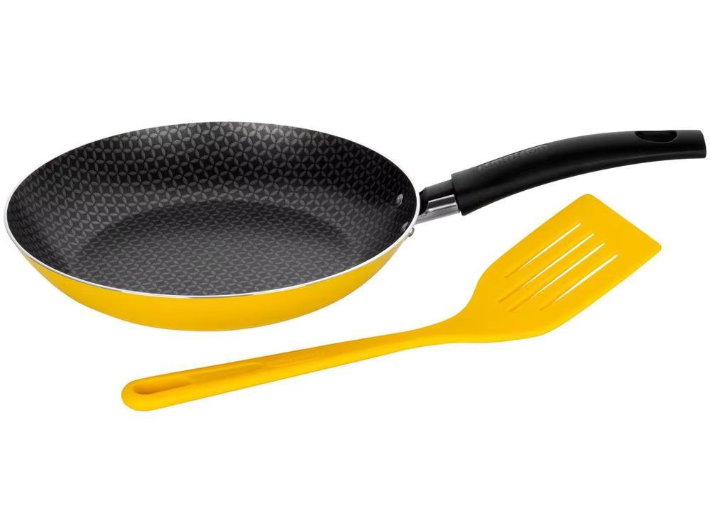 22cm Multiflon Aluminum Color Yellow Spatula Non-stick Frying Pan