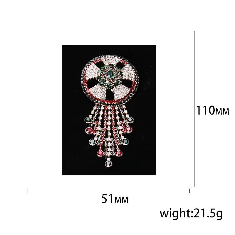 Fashion Rhinestone Chain Brooches for Women Unisex Light Luxury Baroque Pins Event Party Backpack Decoration Clothes Accessories