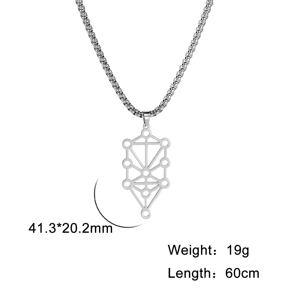 LIKGREAT Retro Kabbalah Tree of Life Pendant Necklace Stainless Steel Sacred Geometry Choker Women Men Spiritual Amulet Jewelry