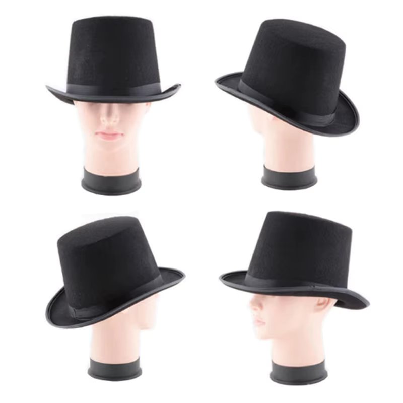 Top Hat for Adult/Children Cylinder Hat Mad Hatter Party Costume Fedora Magician Hat for Carnival Party Dropship