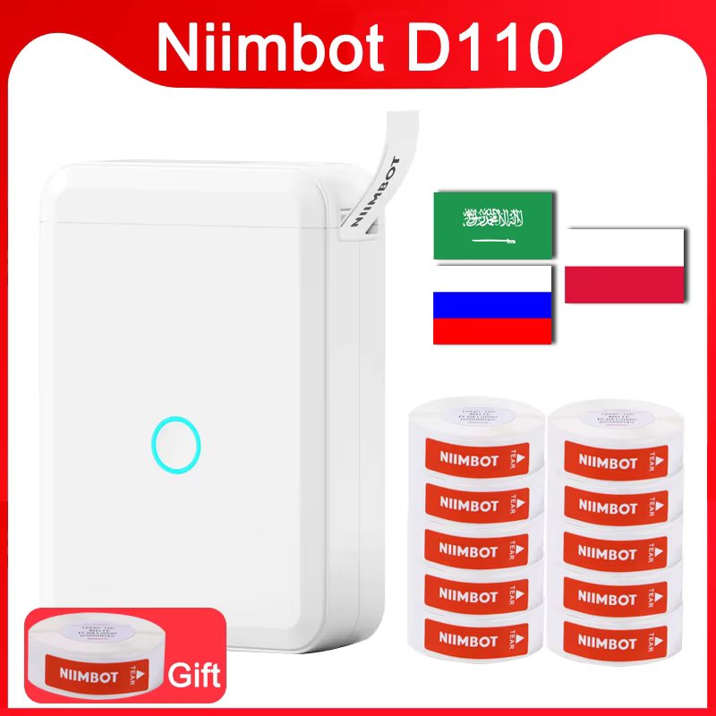 NiiMbot D110 Portable Label Maker Wireless Bluetooth Label Printer for Android iPhone Phone Office Home Name Tag Tape Sticker