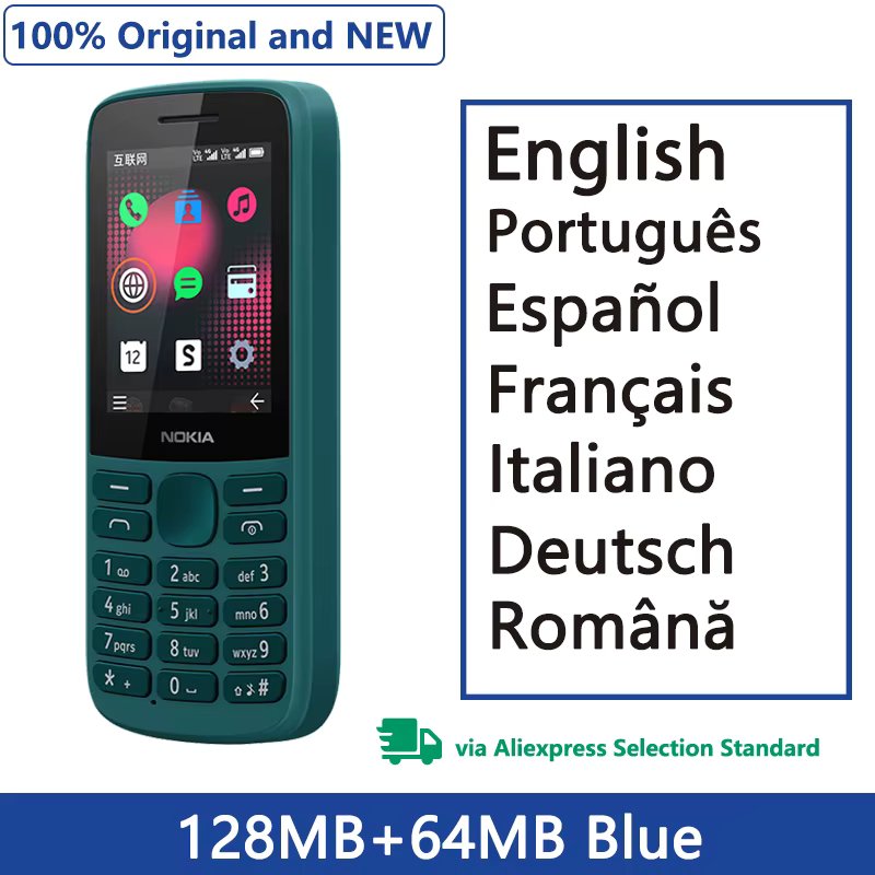 New and Original Nokia 215 4G Mobile Phone Multilingual Dual SIM 2.4 inch Cards FM Radio 1150mAh Feature Mobile Phone