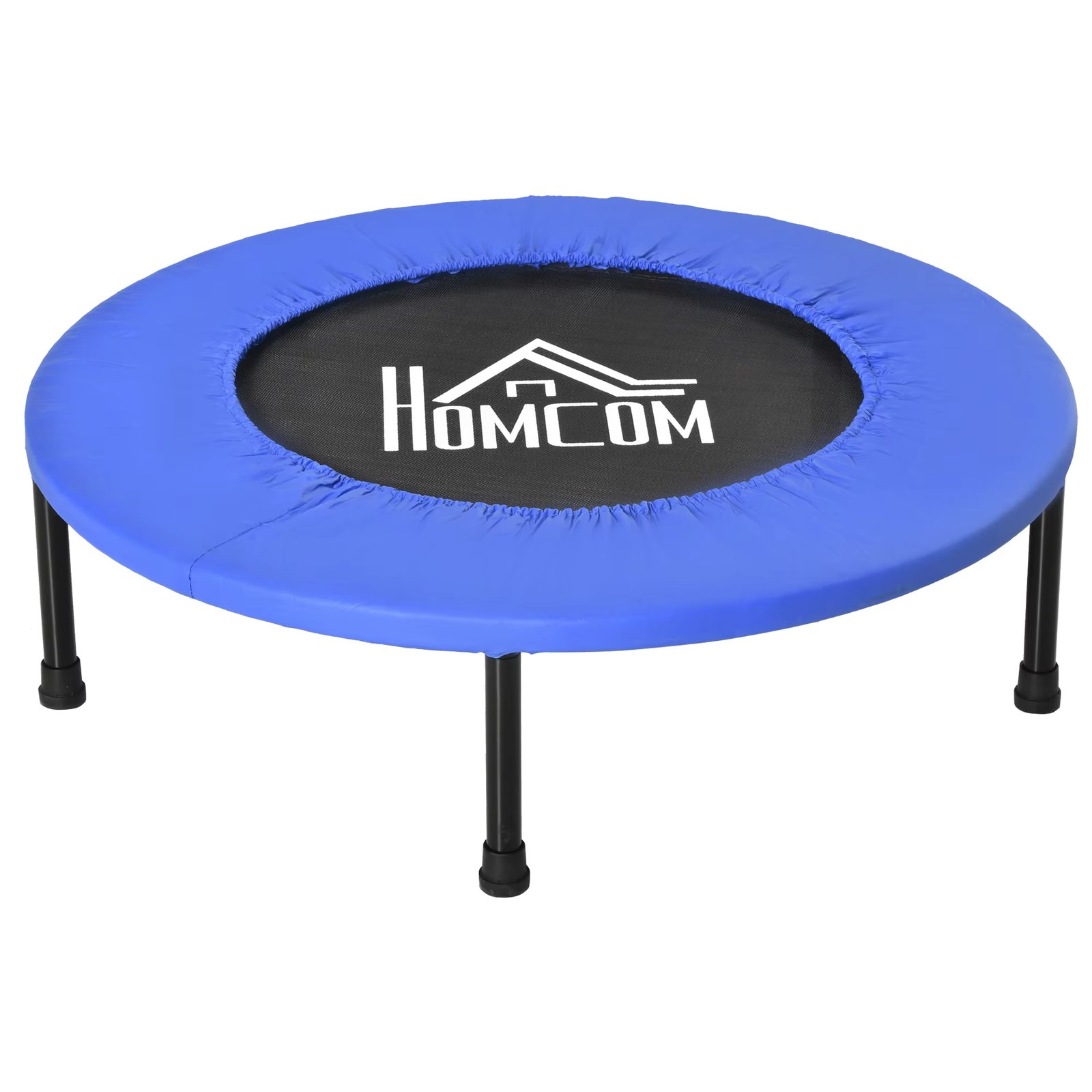 HOMCOM trampoline Fitness Ø 81 cm steel trampoline with protective edge and 28 springs for indoor and outdoor exercise load 100 kg 81x81x22,5 cm black and blue