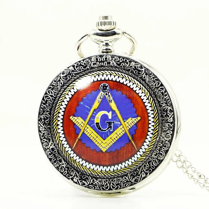 Vintage Design Creatitive Bronze Freemasonry Chrome Square Quartz Pocket Watch Best Gifts for Freemason
