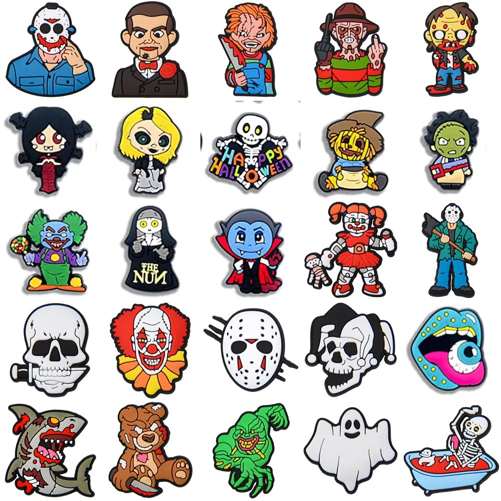1PCS Horror Movie Shoe Charms PVC Horror Character Shoe Decorations for Clogs Accessories Aldult Halloween Party Gifts
