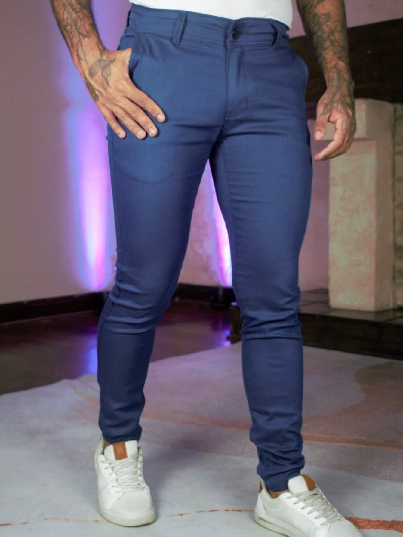 Men's Blue Textutised Sport Pants