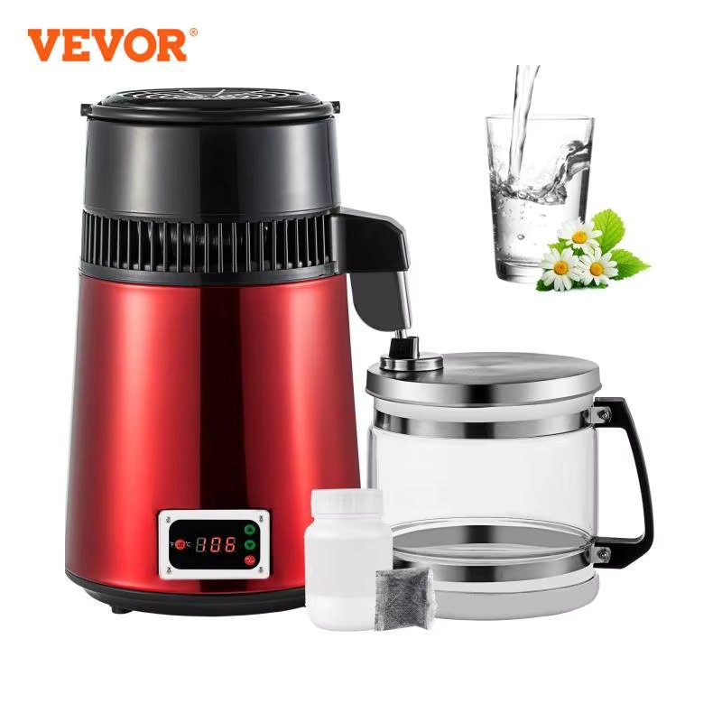 VEVOR 4L Pure Water Distiller Purifier Filter Dispenser Drinking Bottle Softener Temp Display Overheat Protection Home Appliance