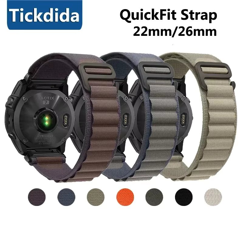 22mm 26mm Nylon Quick Fit Strap for Garmin Fenix 7X 8 7 Pro Fenix 6X 6 5X 5Plus Tactix 7 Forerunner 965 955 Enduro 3 2 Loop Band