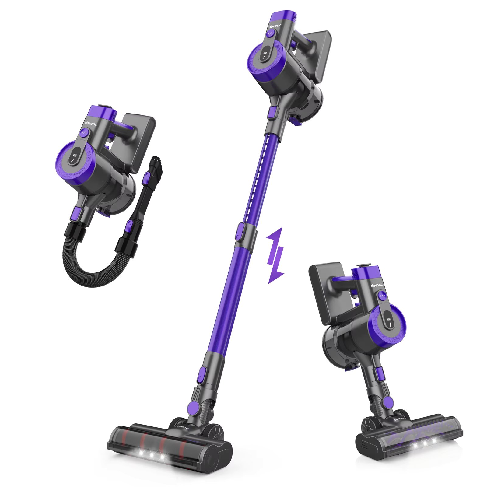 DEVOAC V90 Cordless Vacuum Cleaner, 6 in 1 Ultra-Light Stick Vacuum, 365W Motor 28KPa Handheld for Hard Floor Carpet Pet Hair