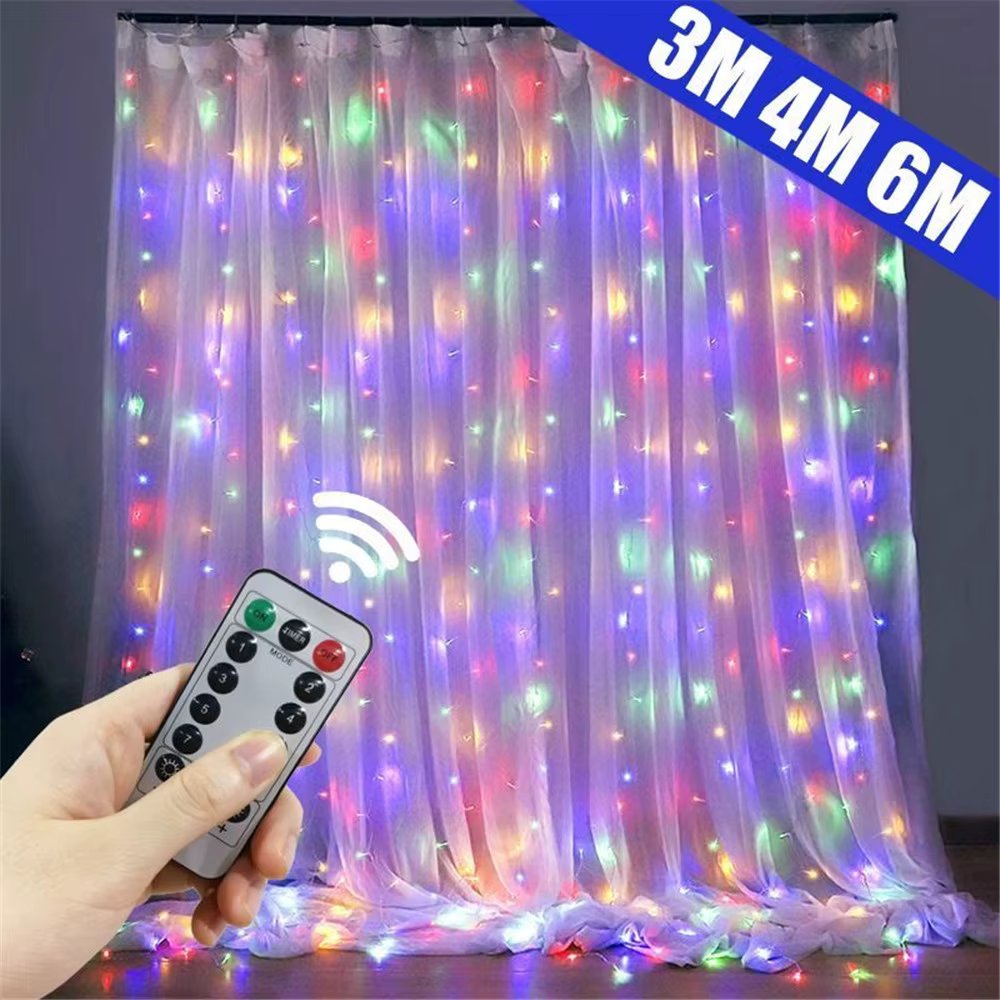 Christmas Holiday LED Decoration Lights Fairy Bedroom String Garland Lighting Curtain Lights with Remote Control New Year 2025