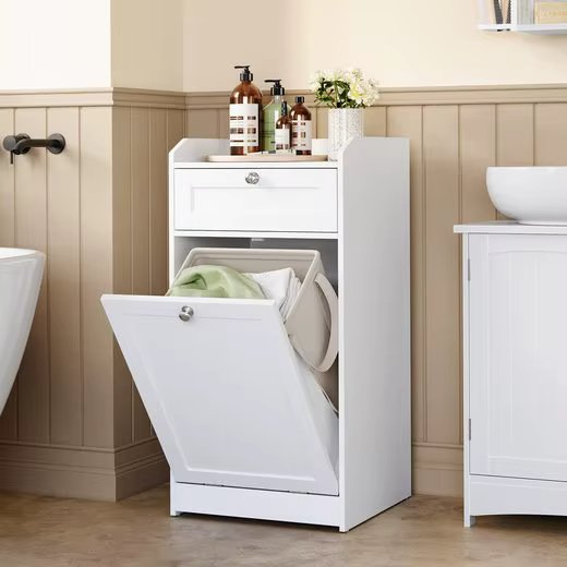VASAGLE bathroom chest of drawers bathroom wardrobe laundry wardrobe bathroom wardrobe, with 1 drawer and 1 laundry box